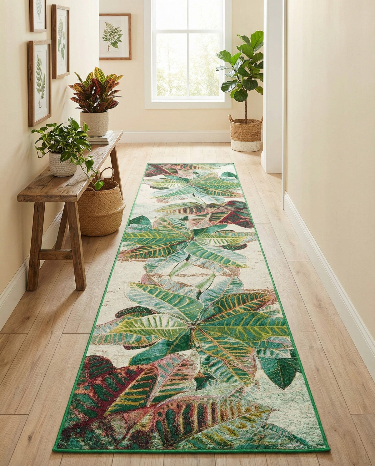 Seaside Blooms Collection Area Rug -  Fern Runner Multi  lifestyle 104