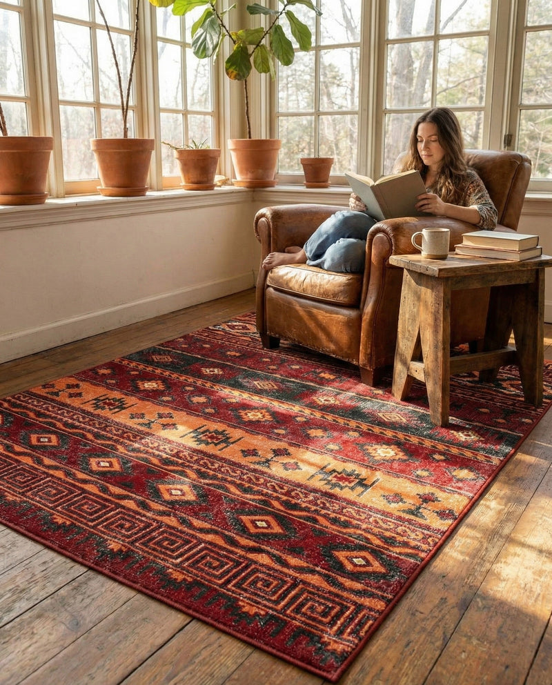 Geneva Terrace Collection Area Rug - Montreux Rectangle Rust Red  lifestyle 51