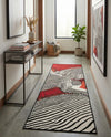 Urban Terrace Collection Area Rug -  Porch Runner Red and Black  lifestyle 42