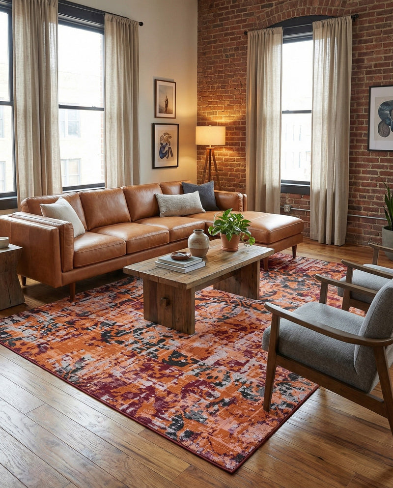 Geneva Terrace Collection Area Rug -  Morges Rectangle Rust Red  lifestyle 24