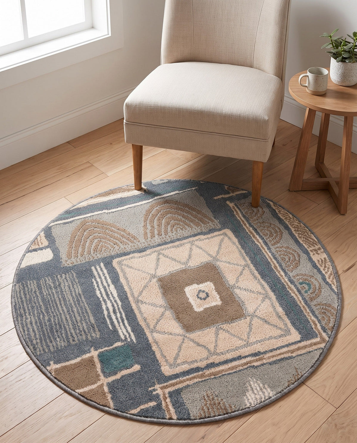 Savannah Sojourn Collection Area Rug -  Tsavo Round Multi  lifestyle 85