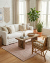 Coastal Haven Striped Jute Collection Area Rug - Marina Rectangle Pink and Gray  lifestyle 18