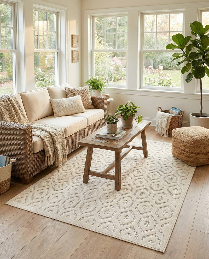 Garden Lattice Charm Collection Area Rug - Arbor (Ivory) Rectangle Ivory  lifestyle 13