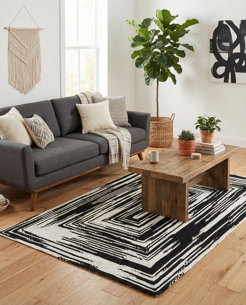 Woven Udaipur Collection Area Rug - Jaipur Rectangle Black and White  lifestyle 4
