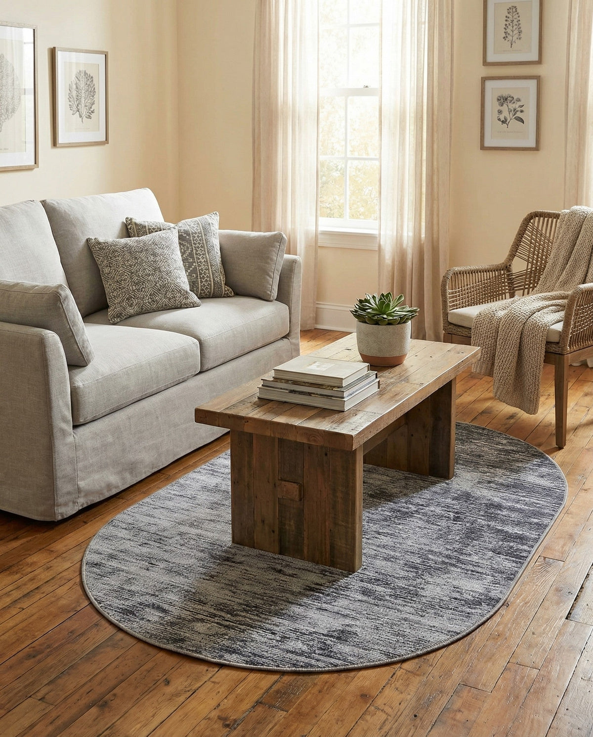 Sahara Essence Collection Area Rug - Oasis (Gray) Oval Gray  lifestyle 103