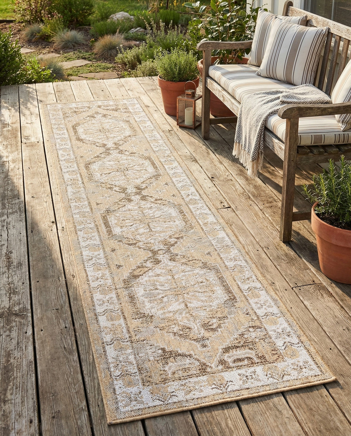Patio Heritage Collection Area Rug -  Augusta (Natural) Runner Natural  lifestyle 90