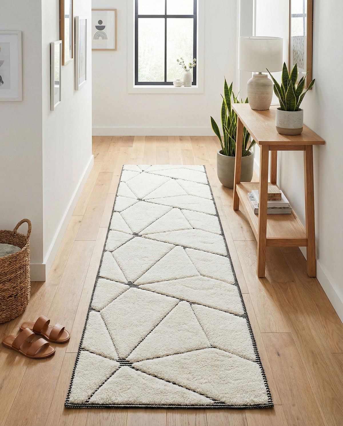 Monochrome Collection Area Rug -  Onyx Runner Ivory White  lifestyle 52