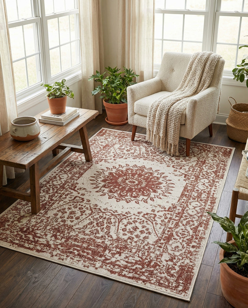 Patio Heritage Collection Area Rug -  Lafayette (Rust Red) Rectangle Rust Red  lifestyle 33