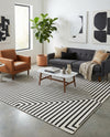 Urban Terrace Collection Area Rug -  Astoria (White and Black) Square White and Black  lifestyle 34