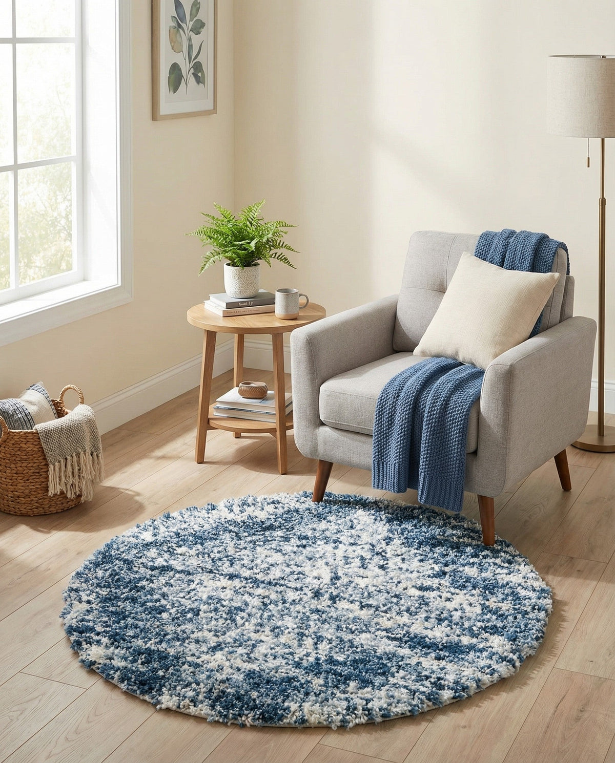 Tranquil Tides Shag Collection Area Rug -  Azure Round Blue  lifestyle 108