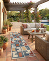 Coastal Terrace Collection Area Rug -  Sail Runner Ivory and Blue  lifestyle 24
