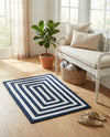 Sustainable Strands Indoor-Outdoor Oasis Collection Area Rug - Harborview Rectangle Navy Blue and White  lifestyle 20