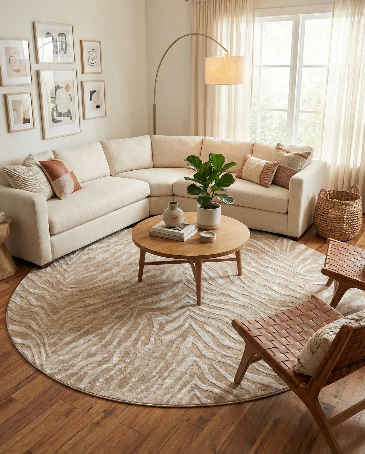 Bloomsbury Elegance Collection Area Rug -  Chelsea Round Ivory Beige  lifestyle 146