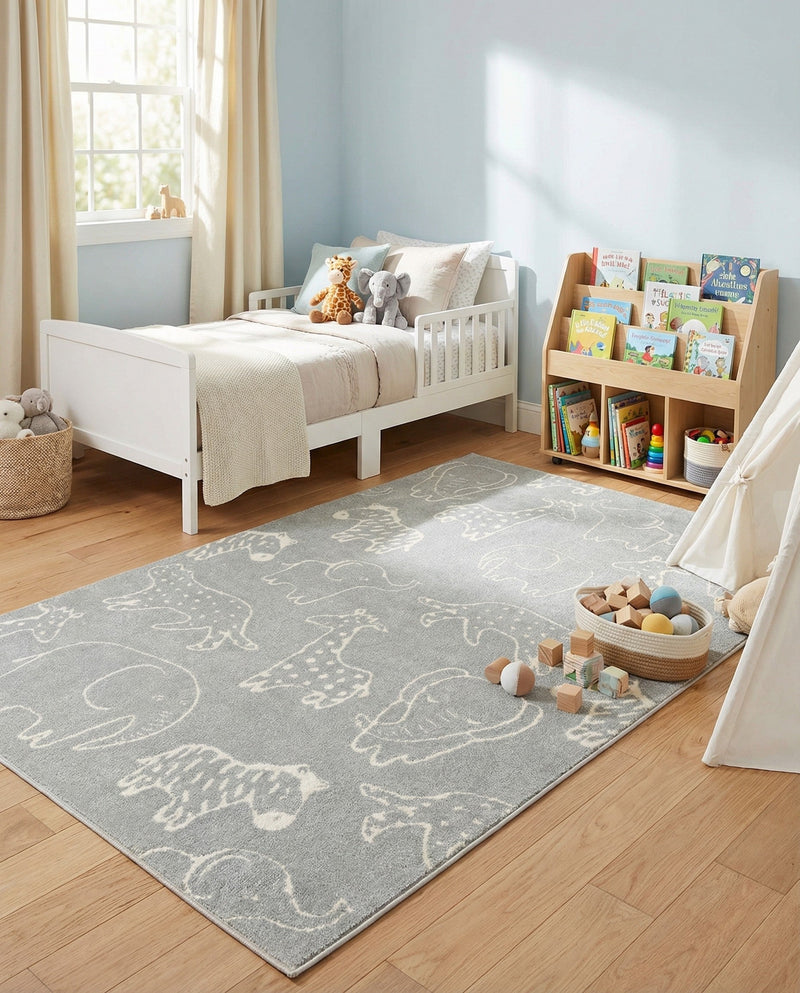 Wonder Tykes Collection Area Rug -  Spectrum Rectangle Gray  lifestyle 36