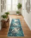 Seaside Blooms Collection Area Rug -  Provence Runner Teal blue  lifestyle 71