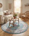 Arcadia Rugs Collection Area Rug - Eden (Aqua and Blue) Round Aqua and Blue  lifestyle 71
