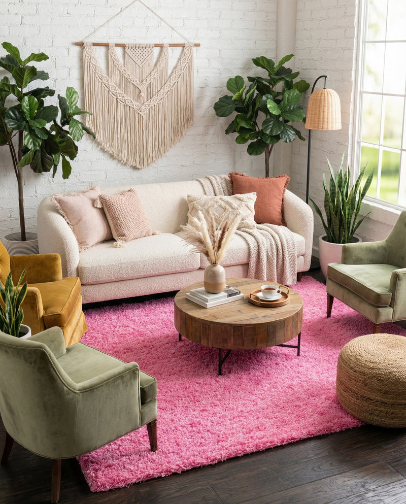 Plush Oasis Collection Area Rug - Serenity (Taffy Pink) Rectangle Taffy Pink  lifestyle 7