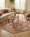 Seville Stripes Collection Area Rug -  Cordoba (Brick Red) Octagon Brick Red  lifestyle 73