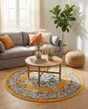 Beverly Grove Collection Area Rug -  Fairfax (Yellow) Round Yellow  lifestyle 69