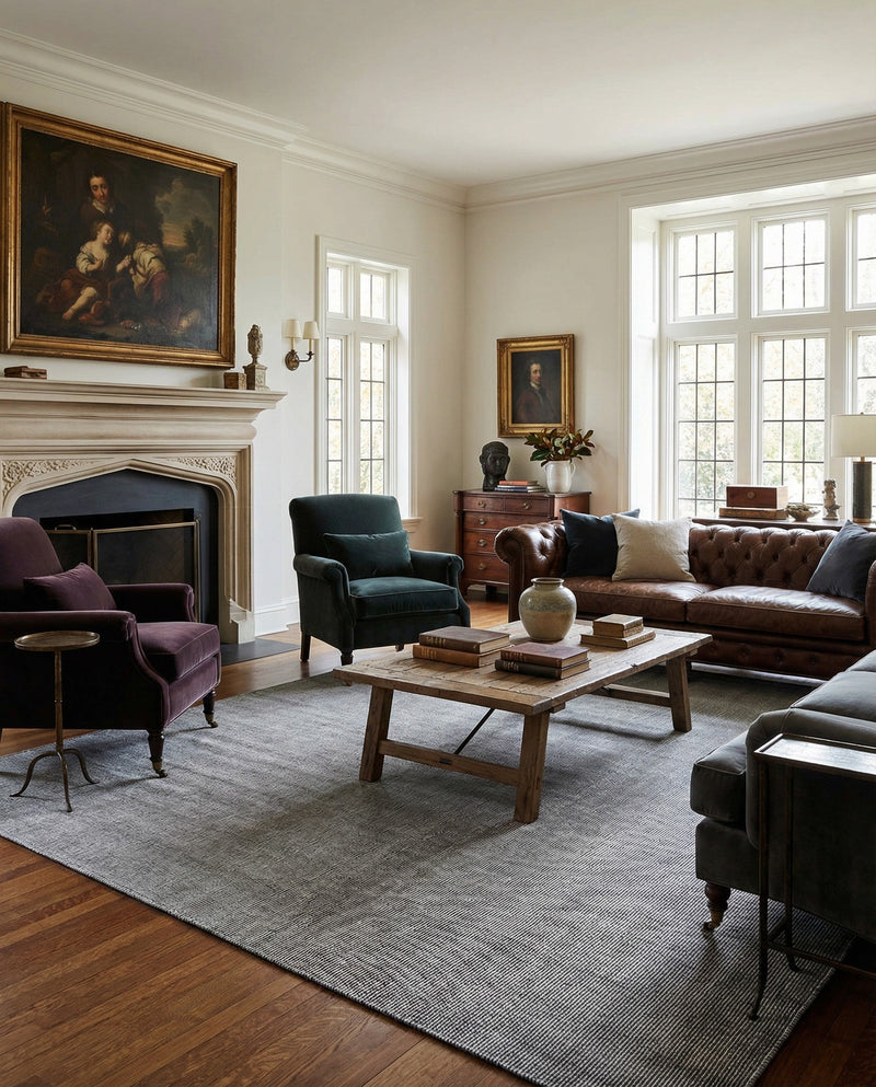 Berkshire Estate Collection Area Rug - Windsor (Earl Grey) Square Earl Grey  lifestyle 74