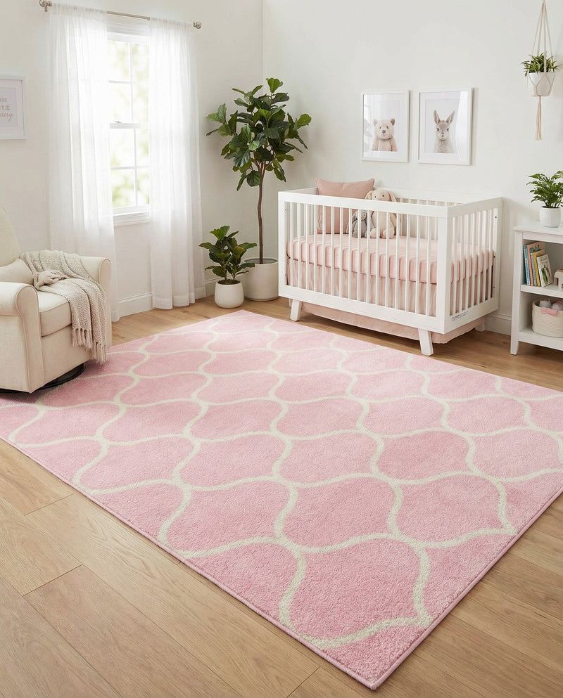 Trellis Mosaic Collection Area Rug -  Pergolatown (Light Pink) Rectangle Light Pink  lifestyle 11