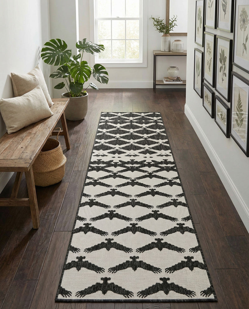 Urban Terrace Collection Area Rug -  Gramercy Runner Black and White  lifestyle 57