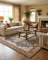 Patio Heritage Collection Area Rug -  Courtyard Square Navy Blue and Light Pink  lifestyle 66