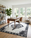 Heritage Elegance Collection Area Rug -  Winterthur (Black and White) Rectangle Black and White  lifestyle 3