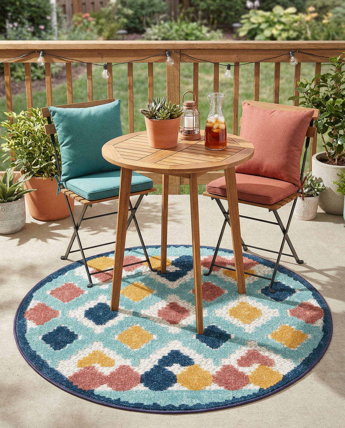 Caribbean Terrace Collection Area Rug -  Tobago Round Ivory  lifestyle 65