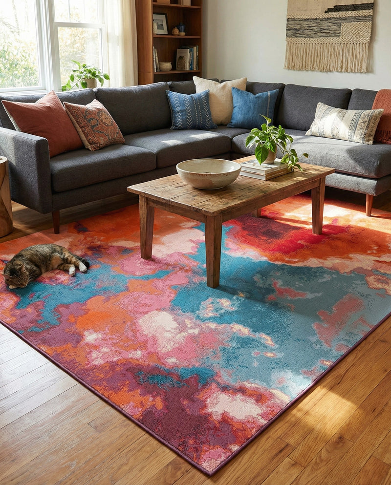 Urban Terrace Collection Area Rug -  Patio Rectangle Gray and Pink  lifestyle 20