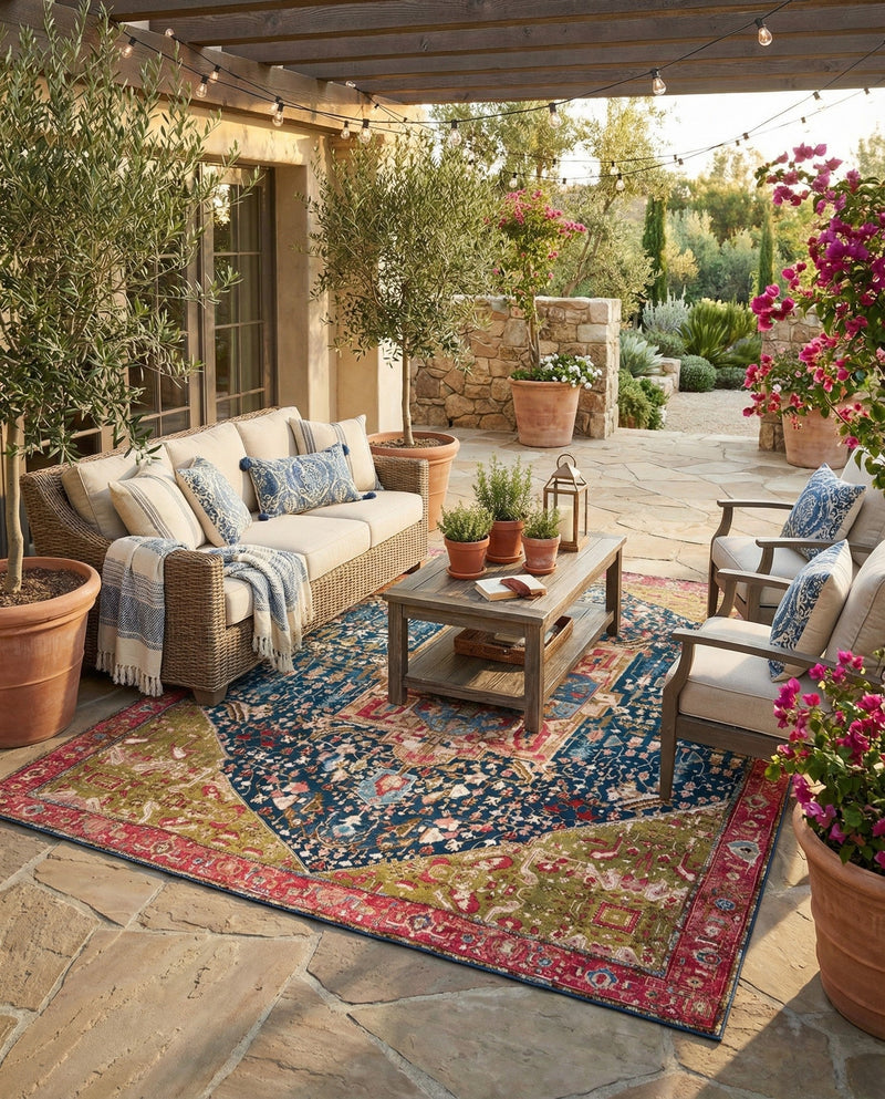 Patio Heritage Collection Area Rug -  Sanctuary Rectangle Multi  lifestyle 16