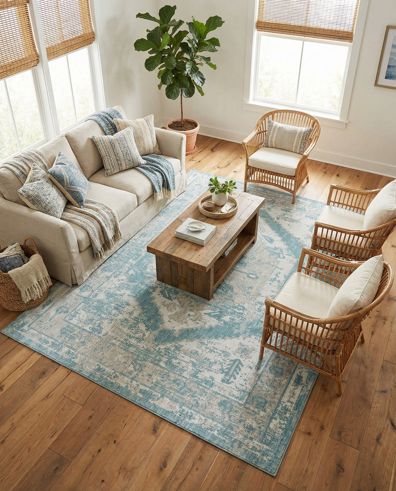 Patio Heritage Collection Area Rug -  Augusta (Aqua) Rectangle Aqua  lifestyle 27