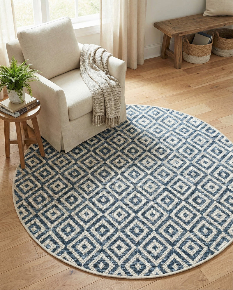 Urban Oasis Rugs Collection Area Rug -  Rooftop (Blue) Round Blue  lifestyle 56