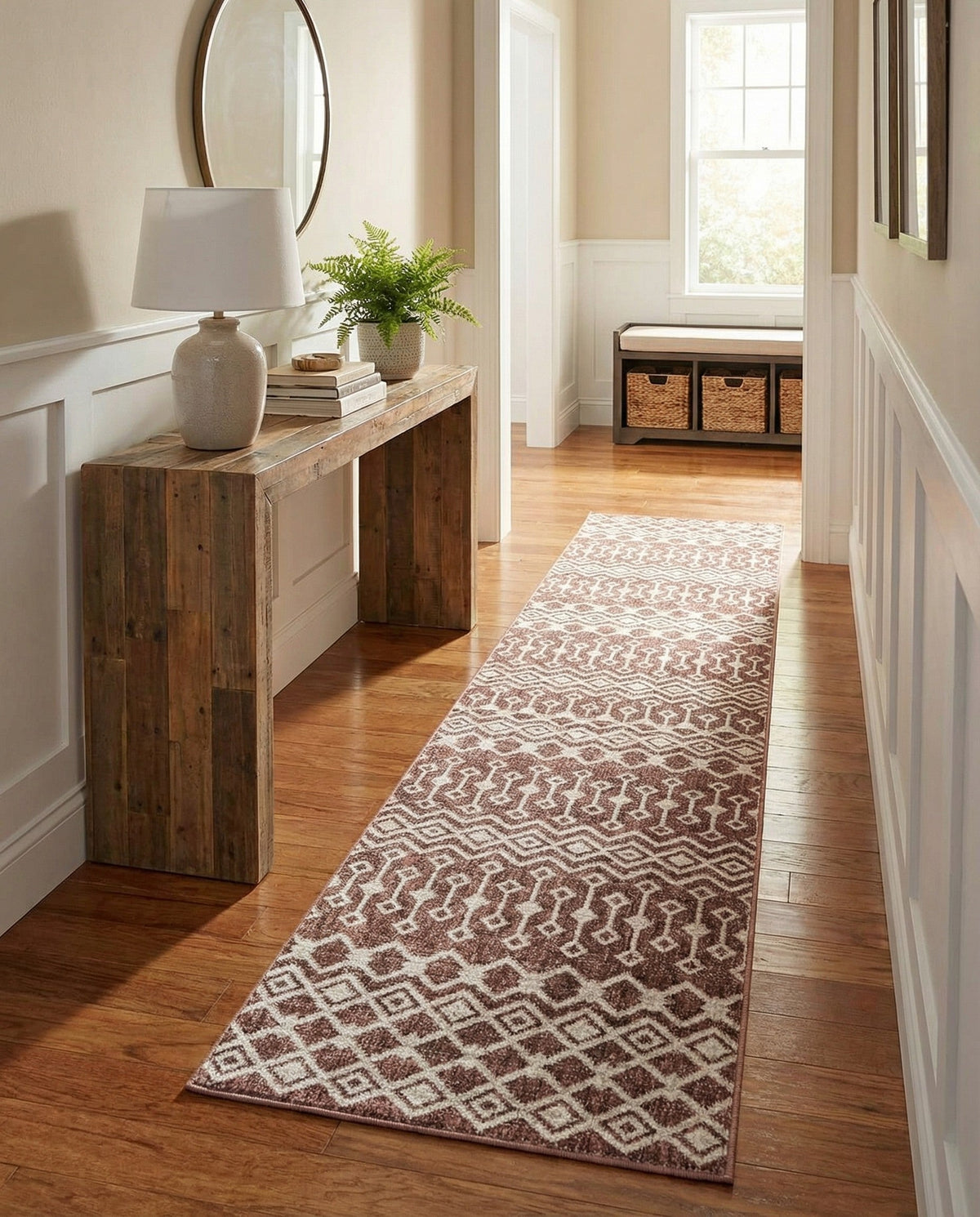 Geo Garden Lattice Collection Area Rug -  Andalusia Runner Dusty Rose  lifestyle 203