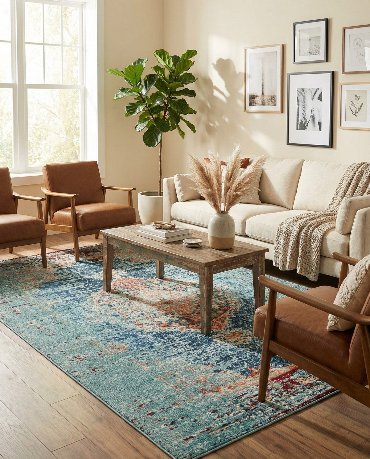 Venetian Tapestry Collection Area Rug -  Giudecca Rectangle Turquoise  lifestyle 25