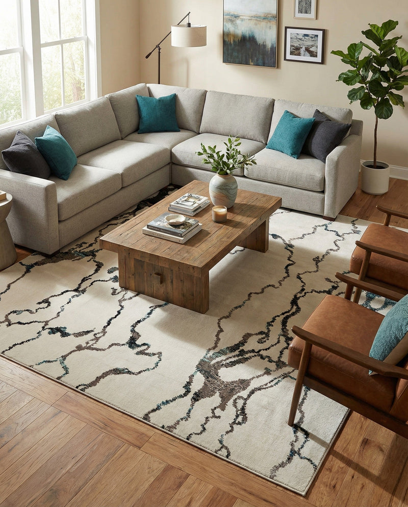Brighton Terrace Collection Area Rug -  Aldrington Rectangle Ivory  lifestyle 31