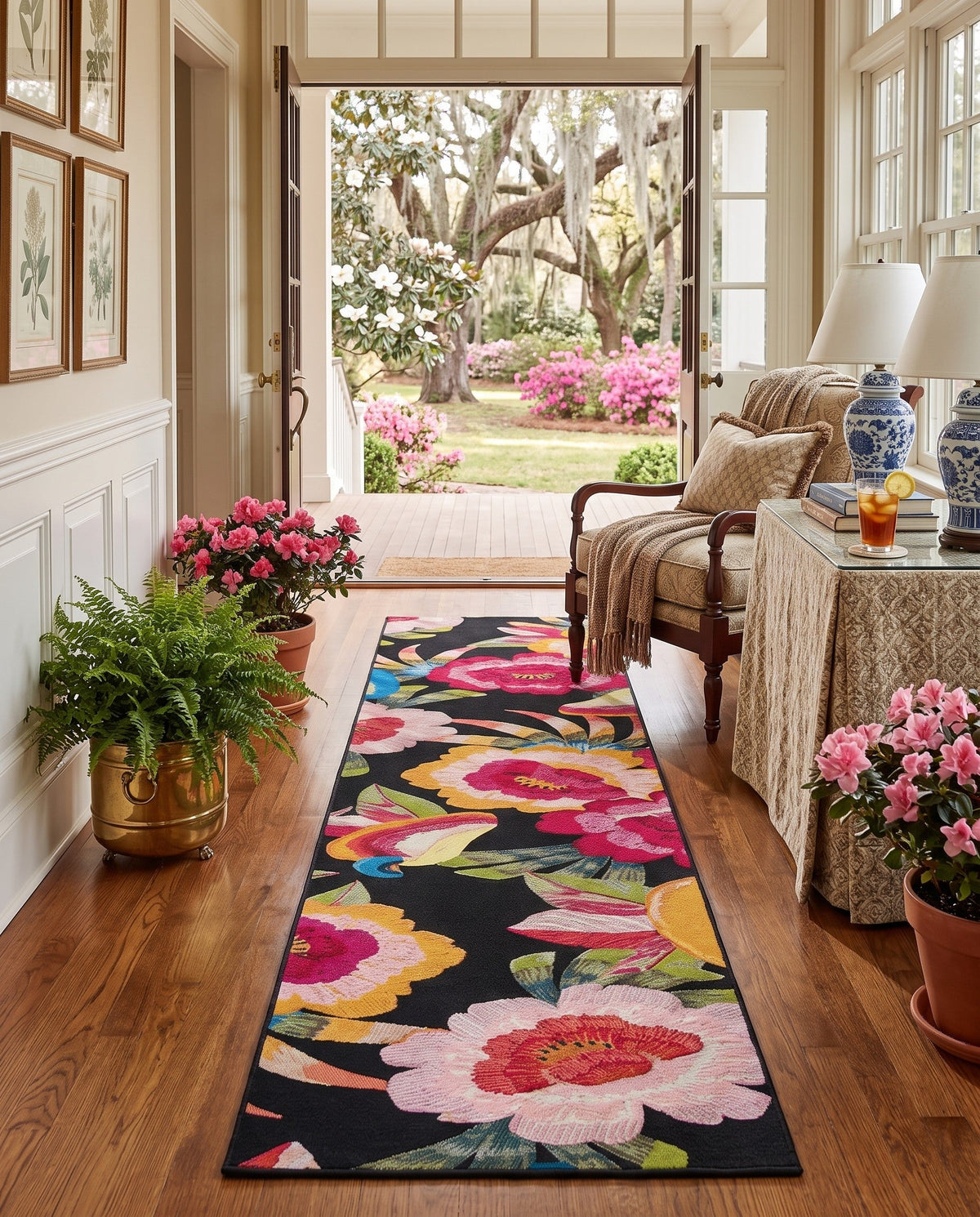 Seaside Blooms Collection Area Rug -  Versailles Runner Multi  lifestyle 125