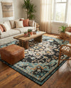 Outdoor Marrakesh Collection Area Rug -  Essaouira Square Navy Blue  lifestyle 65