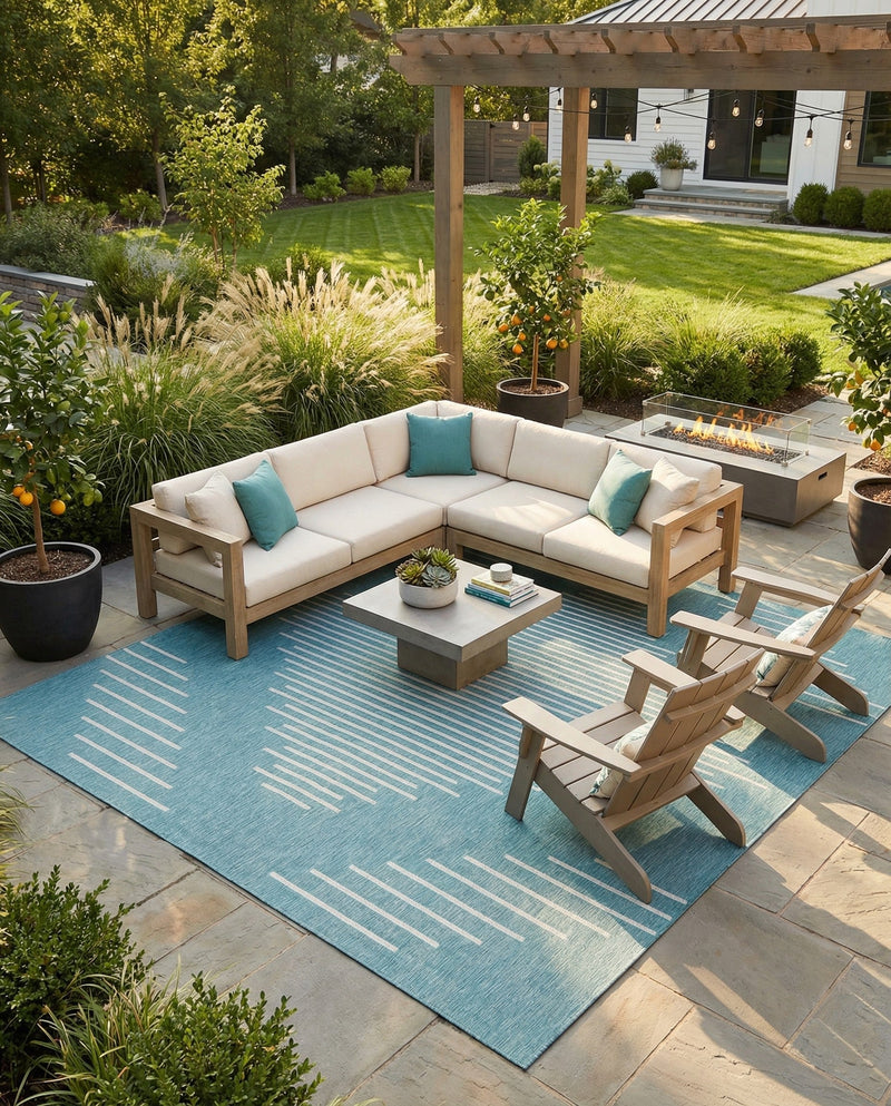 Urban Terrace Collection Area Rug -  Chelsea (Light Aqua) Square Light Aqua  lifestyle 18