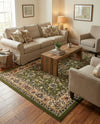 Isfahan Elegance Collection Area Rug - Naghsh-e Jahan (Green) Rectangle Green  lifestyle 29