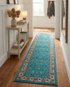 Casablanca Tapestry Collection Area Rug -  Marrakech (Arctic Aqua Blue) Runner Arctic Aqua Blue  lifestyle 48
