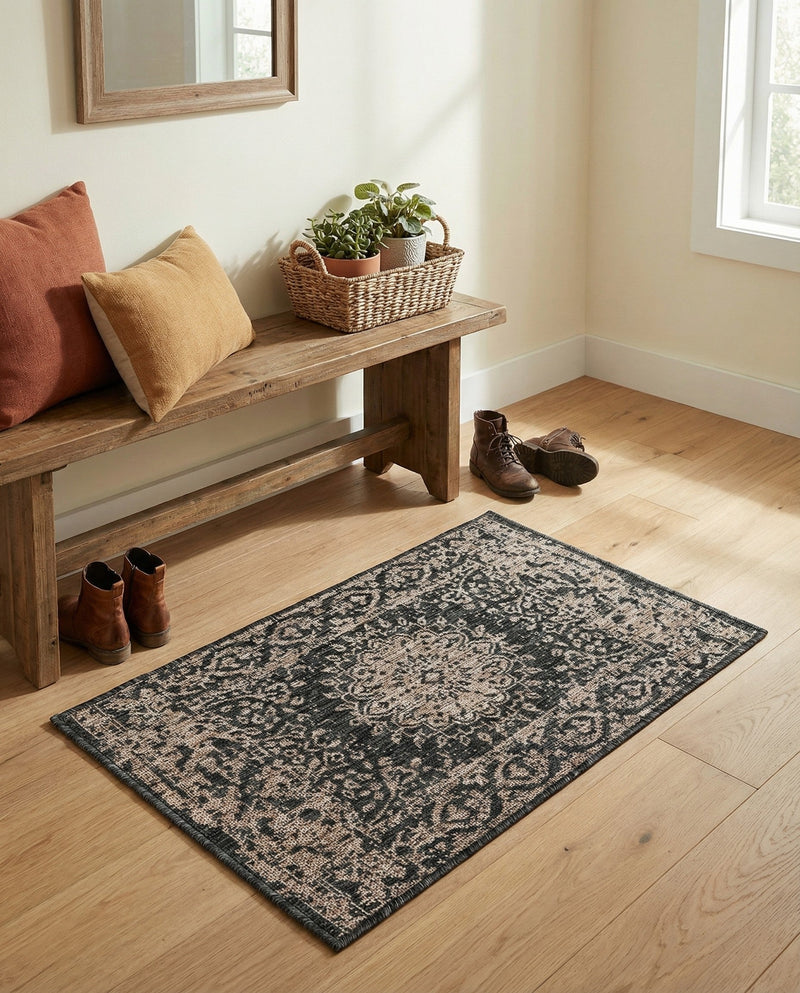 Patio Heritage Collection Area Rug -  Lafayette (Black) Rectangle Black  lifestyle 15