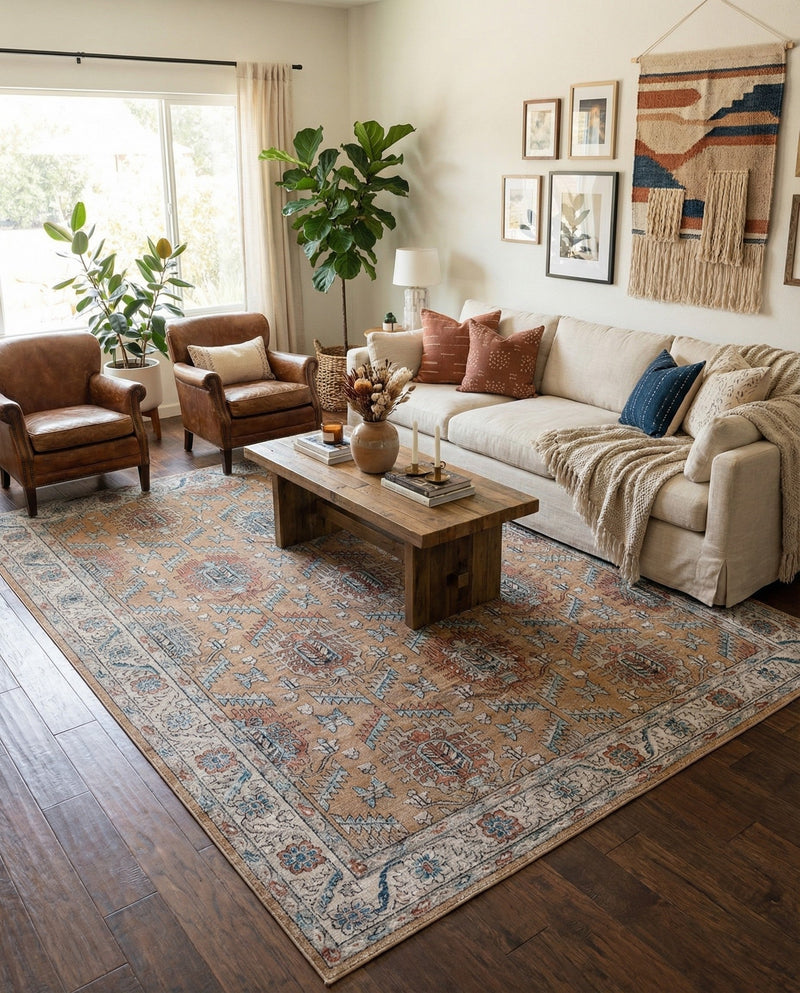 Mykonos Manor Collection Area Rug -  Paros Rectangle Mustard Yellow  lifestyle 54