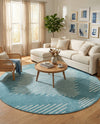 Seychelles Stripes Collection Area Rug - Mahe (Light Blue) Round Light Blue  lifestyle 45