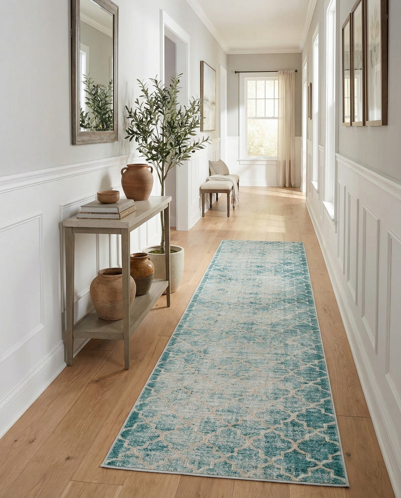 Metro Heights Collection Area Rug -  Midtown Runner Teal  lifestyle 36