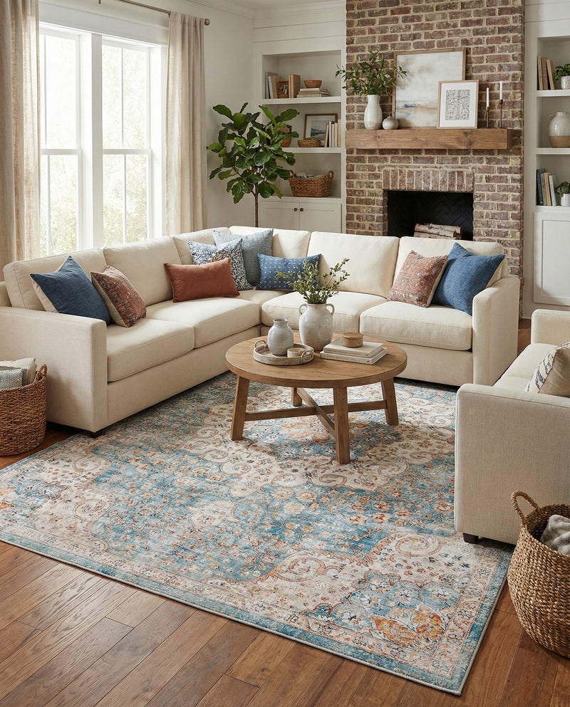 Coastal Haven Collection Area Rug - Seabreeze (Blue) Rectangle Blue  lifestyle 23