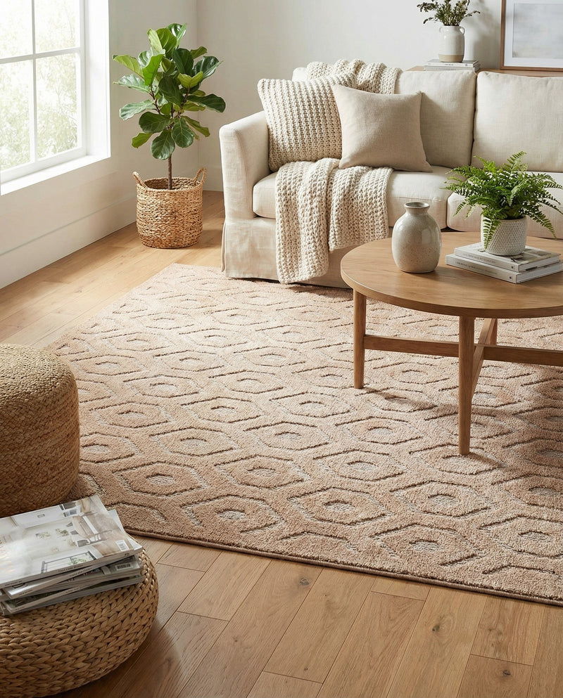 Garden Lattice Charm Collection Area Rug - Arbor (Beige) Square Beige  lifestyle 26