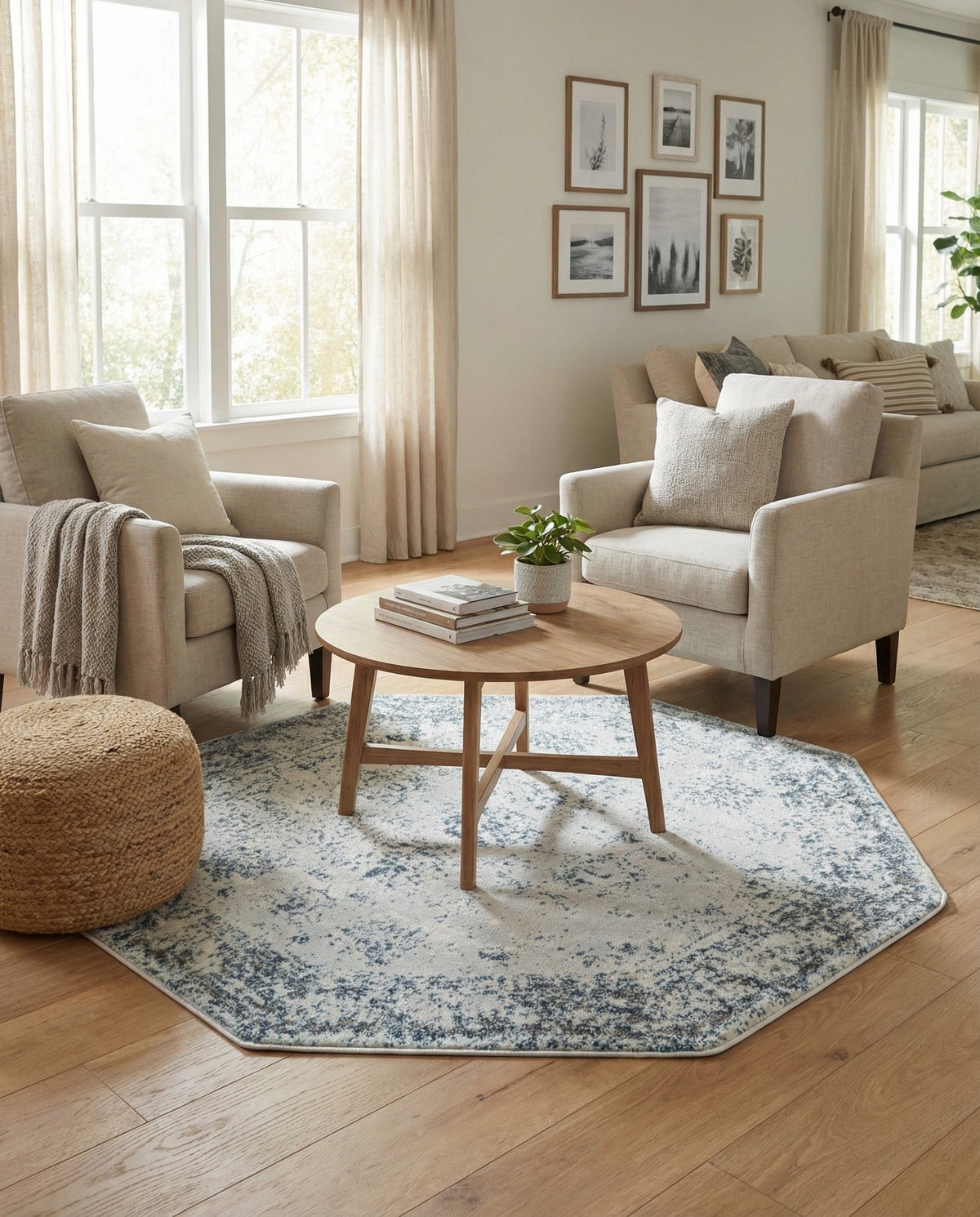 Riviera Elegance Collection Area Rug - Antibes (Light Blue) Octagon Light Blue  lifestyle 102