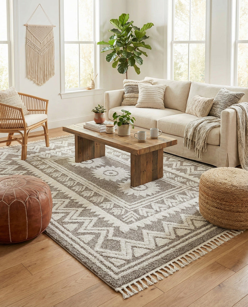 Sahara Chic Collection Area Rug -  Tangier Rectangle Gray  lifestyle 46