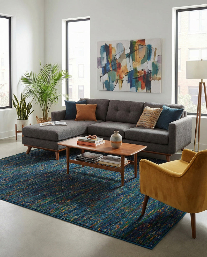 Caribbean Cove Collection Area Rug -  Lucia Rectangle Navy Blue  lifestyle 37